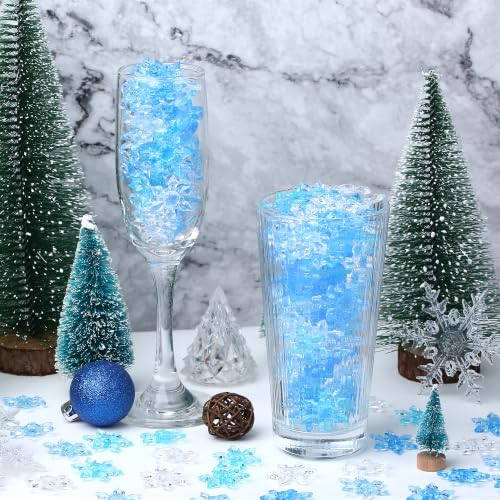 Snowflake Vase Fillers Set - Blue & White Acrylic Winter Decor - A#