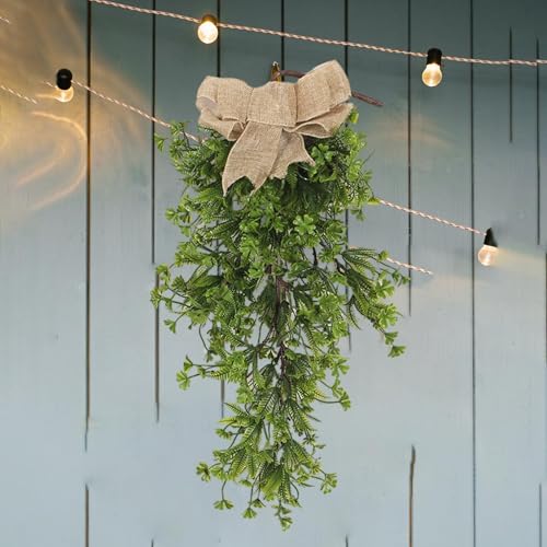 Artificial Four Leaf Clover Teardrop Swag Wreath for Door & Wall Decor