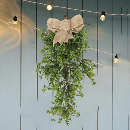 Artificial Four Leaf Clover Teardrop Swag Wreath for Door & Wall Decor