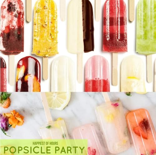 Homemade Popsicle Molds Shapes, Silicone Frozen Ice Popsicle Maker Non-BPA, with 50 Popsicle Sticks, 50 Popsicle Bags, 10 Reusable Popsicle Sticks, Funnel, Brush and Ice Pop Recipes(White)