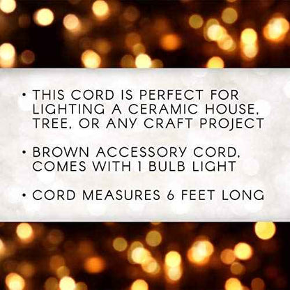 Darice Accessory Cord with One Bulb Light, 6¡¯ Cord, Brown ? Single Bulb Replacement Cord with On/Off Switch, Plugs into Electrical Outlets, Perfect Craft and Holiday Blow Mold Light