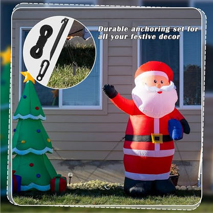 Inflatable Stakes Set with Ropes & Hooks - Heavy Duty Ground Anchors for Halloween & Christmas Decorations, Black - 36 Pieces