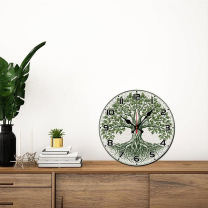 Tree of Life 12in Wooden Wall Clock – Silent Non-Tick Battery Powered