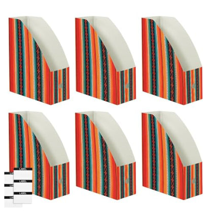 STAYTOP Mexican Ethnic Stripes Magazine File Holder 3 Pack Desk Organizer