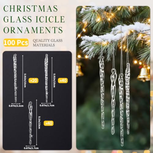 Handmade Clear Glass Icicle Ornaments 100-Piece Set Christmas Tree Decor - Variation of THIS listing