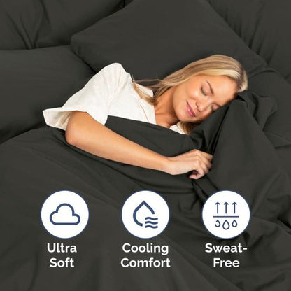 King Size 4 Piece Sheet Set | Ultra-Soft & Cooling Bed Sheets - Hotel Luxury Bedding - Deep Pockets - Charcoal
