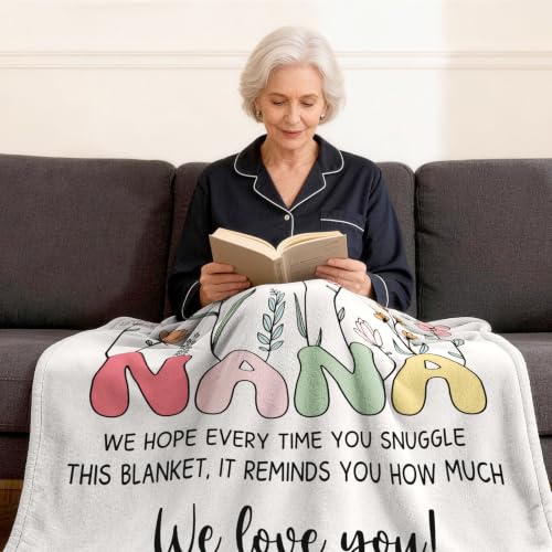 Nana Birthday Blanket - 50x60 Inch Warm Floral Throw for Grandma - Variation of Nana