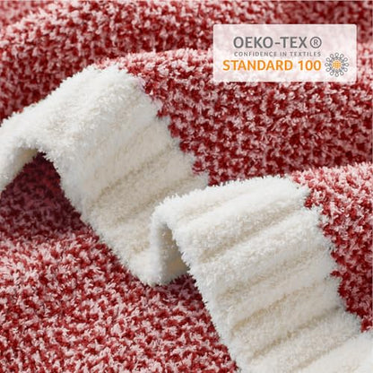 Heather Red Throw Blanket for Couch and Bed - Super Soft Cozy Knit Fuzzy Plush 50x60 Inches