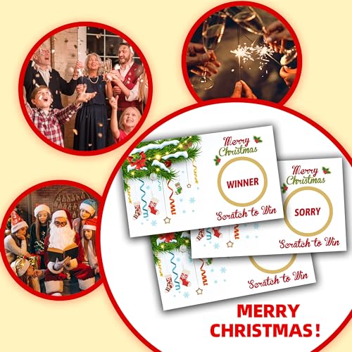 Green White Christmas Scratch Off Cards - 50 Pcs Holiday Game Set