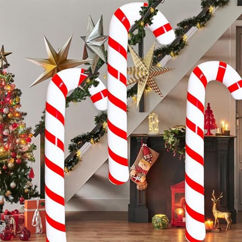 Inflatable Christmas Candy Cane Balloons - Red 2 Pack Holiday Decorations