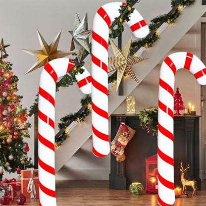 Inflatable Christmas Candy Cane Balloons - Red 2 Pack Holiday Decorations