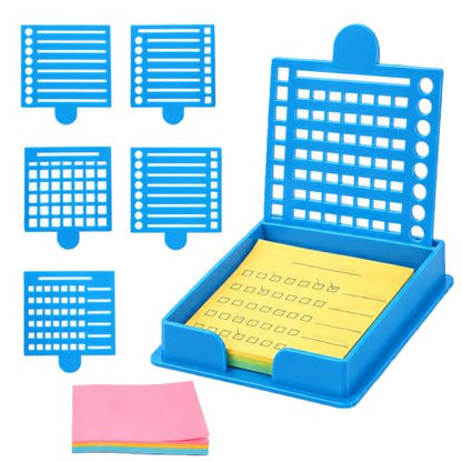 Sticky Note Holder Dispenser with 100 Sheets & 5 Stencils, 3x3 Inch Organizer