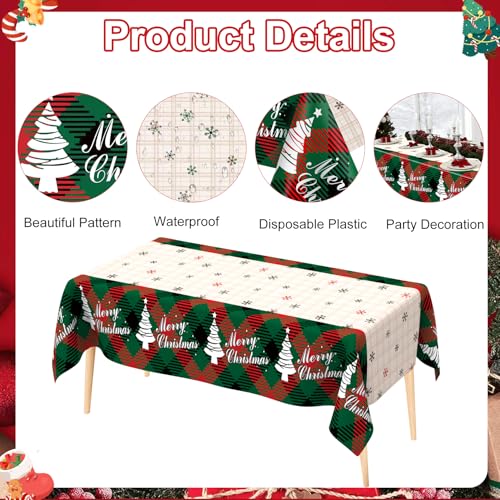 Christmas Tablecloth 8pcs Disposable Rectangular Snowflake Xmas Tree Cover 54x108 Inches - Holiday Party Supplies