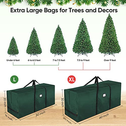 Heavy Duty 9 Ft Christmas Tree Storage Bag with Reinforced Handles - Green