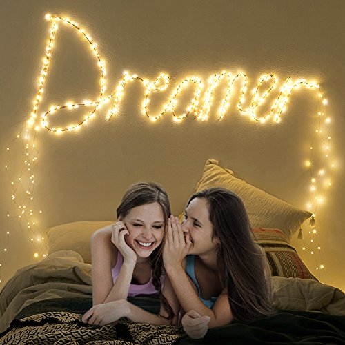 Battery String Lights 33FT 100 Micro LEDs Starry Fairy Lights Warm White - Green Copper Wire, 8 Modes, Waterproof, for Christmas & Holiday Decor - 100 LED Warm White