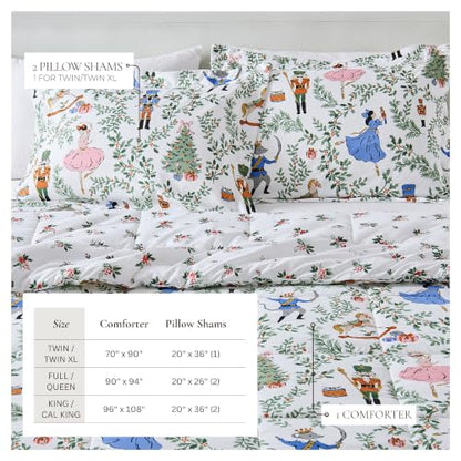 Twin/Twin XL Holiday Comforter Set - All Season Down Alternative Bedding - Nutcracker Pattern