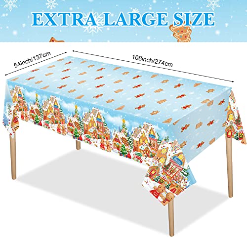 Tiamon 3 Pack Gingerbread Man Tablecloths - Christmas Plastic Table Covers