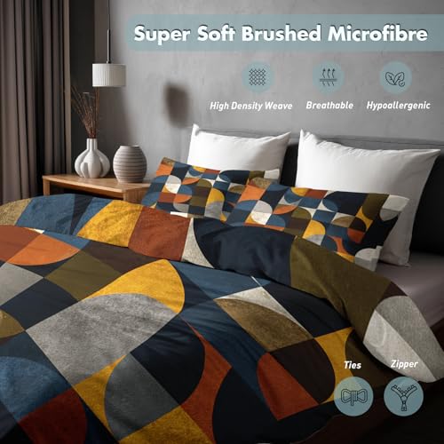 Multicolor Queen Size Geometric Duvet Cover Set - 3 Piece Bedroom Bedding