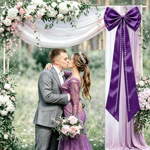 Giant Purple Christmas Tree Bow Topper - 19x70 Inch Holiday Decor, Support Layer