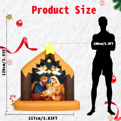 4 Ft Christmas Inflatable Nativity Scene Outdoor Decorations with Lights