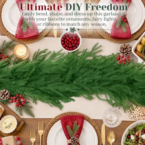 2-Pack 6FT Artificial Norfolk Pine Garland for Christmas Decor - Dense & Real Touch