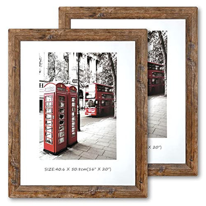 16x20 Inch Wooden Picture Frame Set of 2 with Plexiglass - Vintage Wall Art