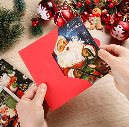 27 Pack Vintage Christmas Greeting Cards with Envelopes - 4x6 Holiday Note Cards for Festive Greetings