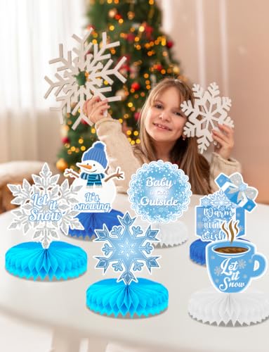 Winter Centerpieces for Table - 9Pcs Snowflake Winter Decorations