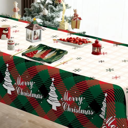 Christmas Tablecloth 8pcs Disposable Rectangular Snowflake Xmas Tree Cover 54x108 Inches - Holiday Party Supplies