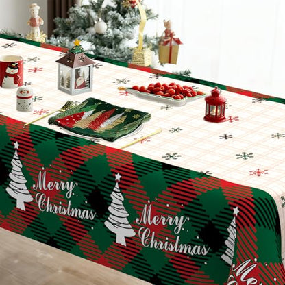 Christmas Tablecloth 8pcs Disposable Rectangular Snowflake Xmas Tree Cover 54x108 Inches - Holiday Party Supplies