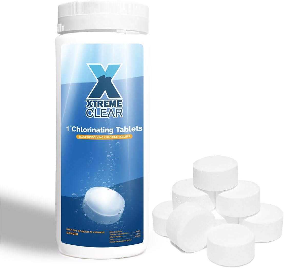 XtremeClear Chlorine Tabs - Slow Dissolving Pool & Spa Sanitizer for Clean, Crystal Clear Water | 1.5 lbs