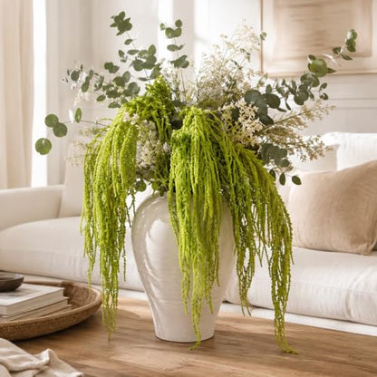 Natural Dried Amaranthus Hanging Flowers - Green Tassel Blooms, 23-27 Inches