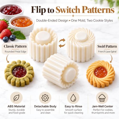 White Sunflower Patterned Round Mooncake Mold Double Ended Pastry Cutter