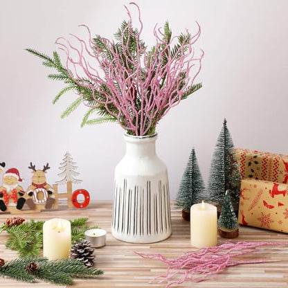 Pink Glitter Christmas Tree Picks Set - 30 Pieces, 13.7 x 2.7 Inches
