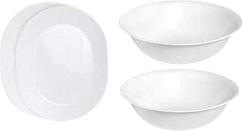 Corelle 12.25-Inch Serving Platter & 2-Quart Serving Bowl Set - Winter Frost White | 4-Piece Set