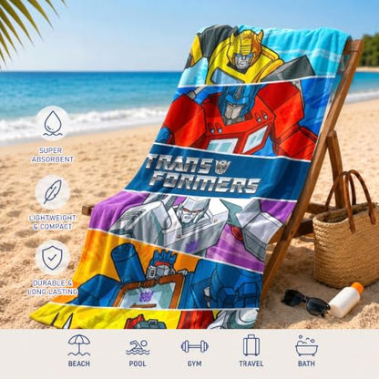 Transformers Beach Towel for Boys and Men - Large Microfiber Pool Towel