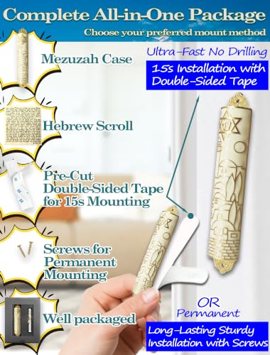 Enamel Mezuzah with Scroll - Modern Metal Door Decoration, 4 Inch