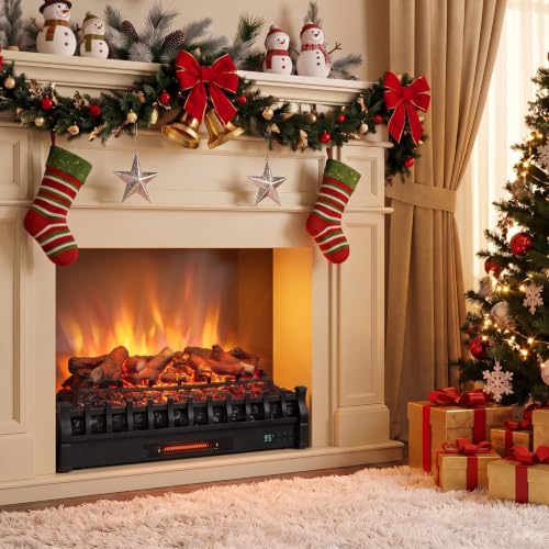 30-inch Electric Fireplace Log Set - Lemonwood with WiFi & Remote Control - Compatible with Alexa & Google Assistant
