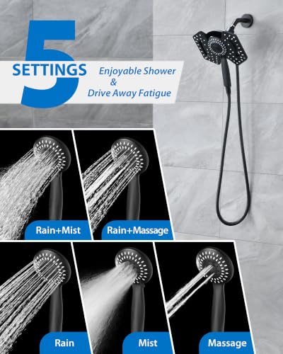 INAVAMZ 2-in-1 High Pressure Shower Head with Handheld, Large Black