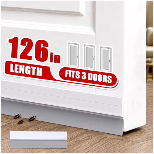 9 Pack Adjustable Door Draft Stopper Seals - White Weather Stripping for Bottom of Doors