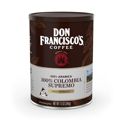 Don Francisco's 100% Colombia Supremo Ground Coffee - Rich, Aromatic Arabica Beans for a Delightful Morning Brew (12 oz Can)