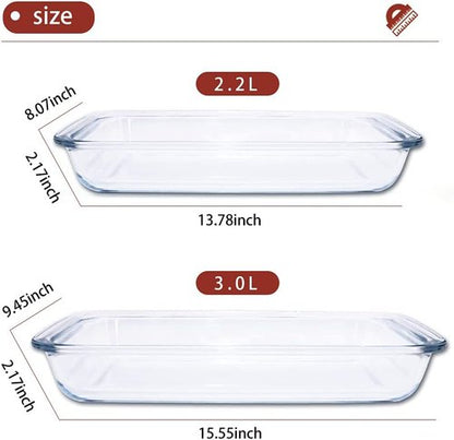 2-Pack Borosilicate Glass Baking Dishes by [Brand Name] - Oven, Microwave & Freezer Safe | 102 oz & 75 oz