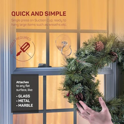 Heavy Duty Wreath Hanger Set of 2 for Glass Doors & Windows - Up to 10 Lbs