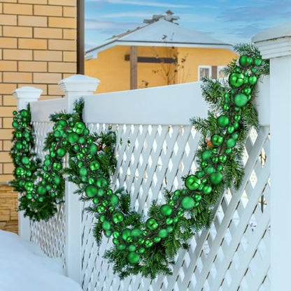 Christmas Ball Ornament Garland - Grass Green 6 ft, 2-Pack