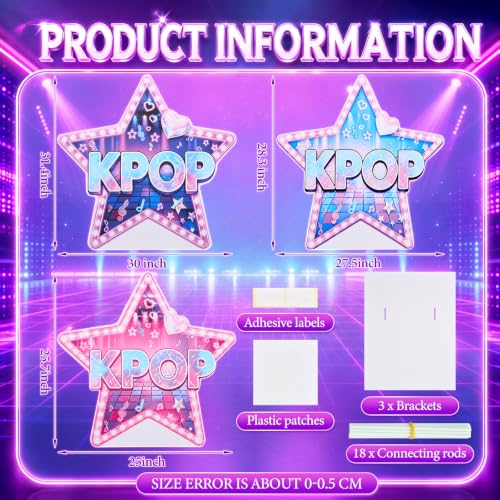 Large Kpop Party Cardboard Cutouts Standup Set 30 x 31.4 Inches