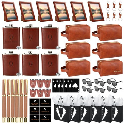 Brown 66-Piece Groomsmen Gifts Set for Wedding Party - 6 Sets Included