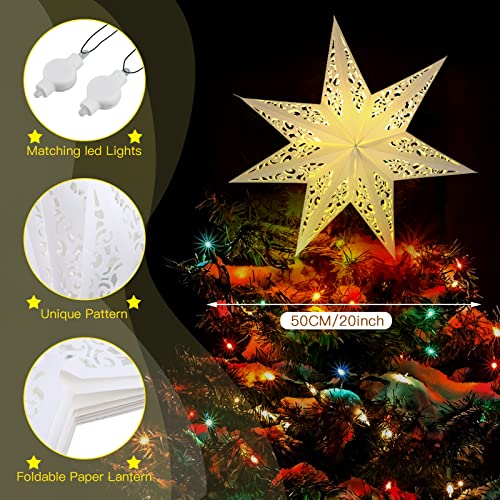 Kingdder Paper Star Lantern with Light - Warm Yellow Christmas Decor, 1 Pc