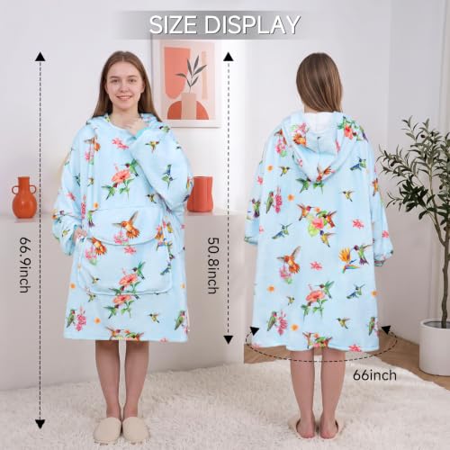 Women Wearable Blanket Hoodie Hummingbird Christmas Gift - Adult Variation