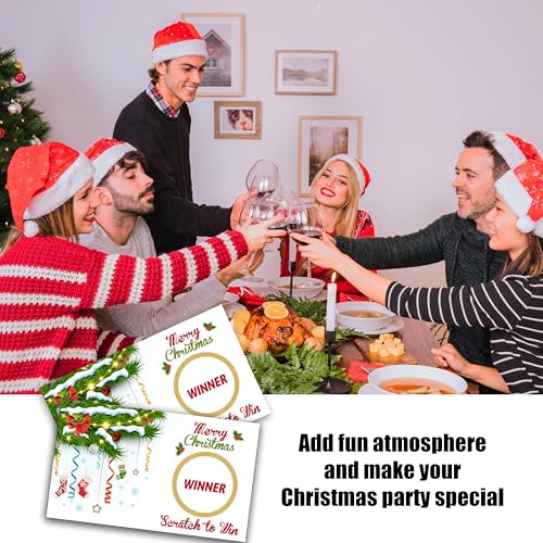 Green White Christmas Scratch Off Cards - 50 Pcs Holiday Game Set