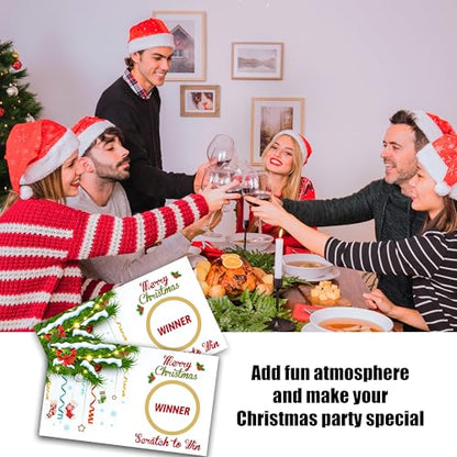 Green White Christmas Scratch Off Cards - 50 Pcs Holiday Game Set